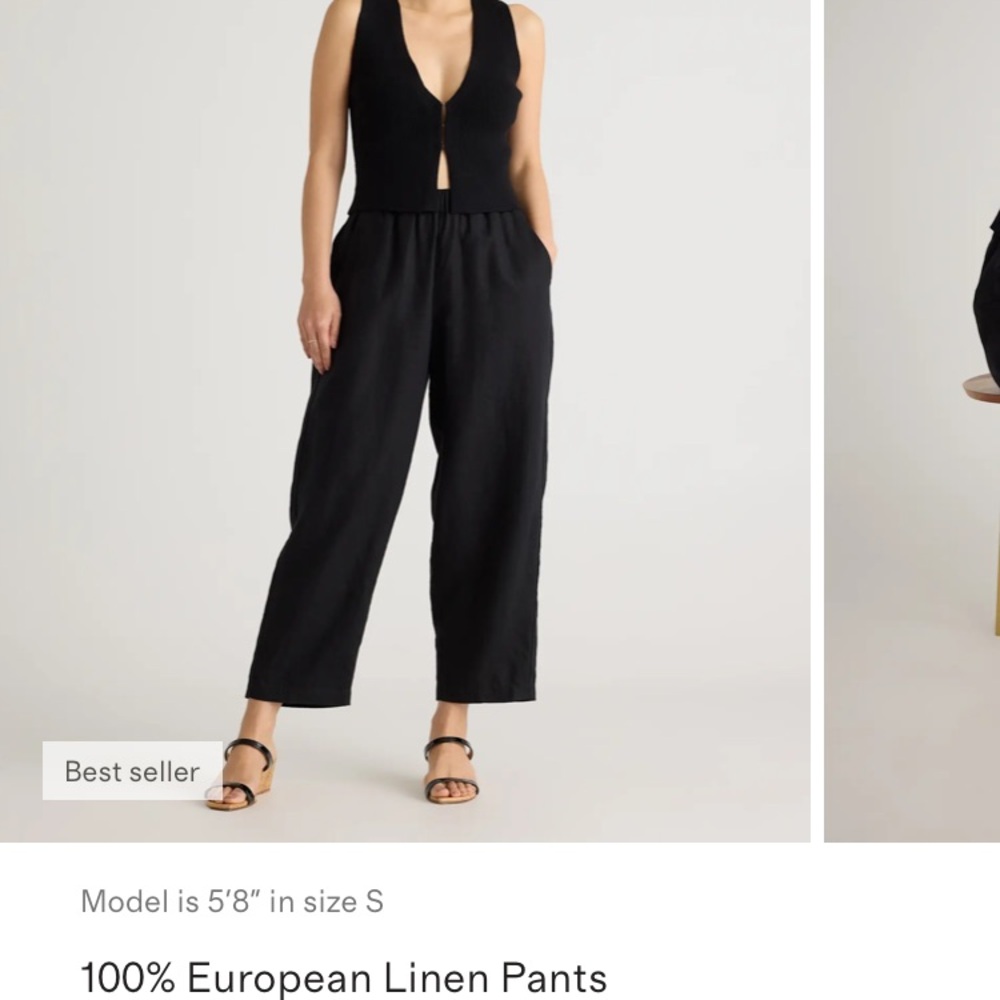 Quince Black Wide-Leg European Linen Pants